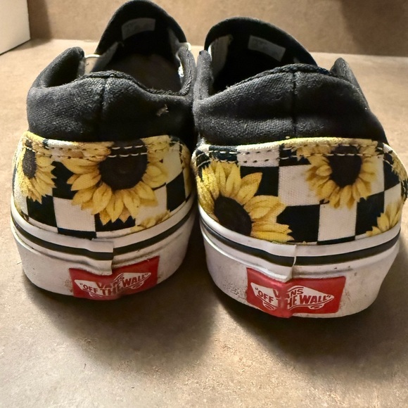 Vans Black and White Sunflower Slip-Ons - Picture 5 of 6